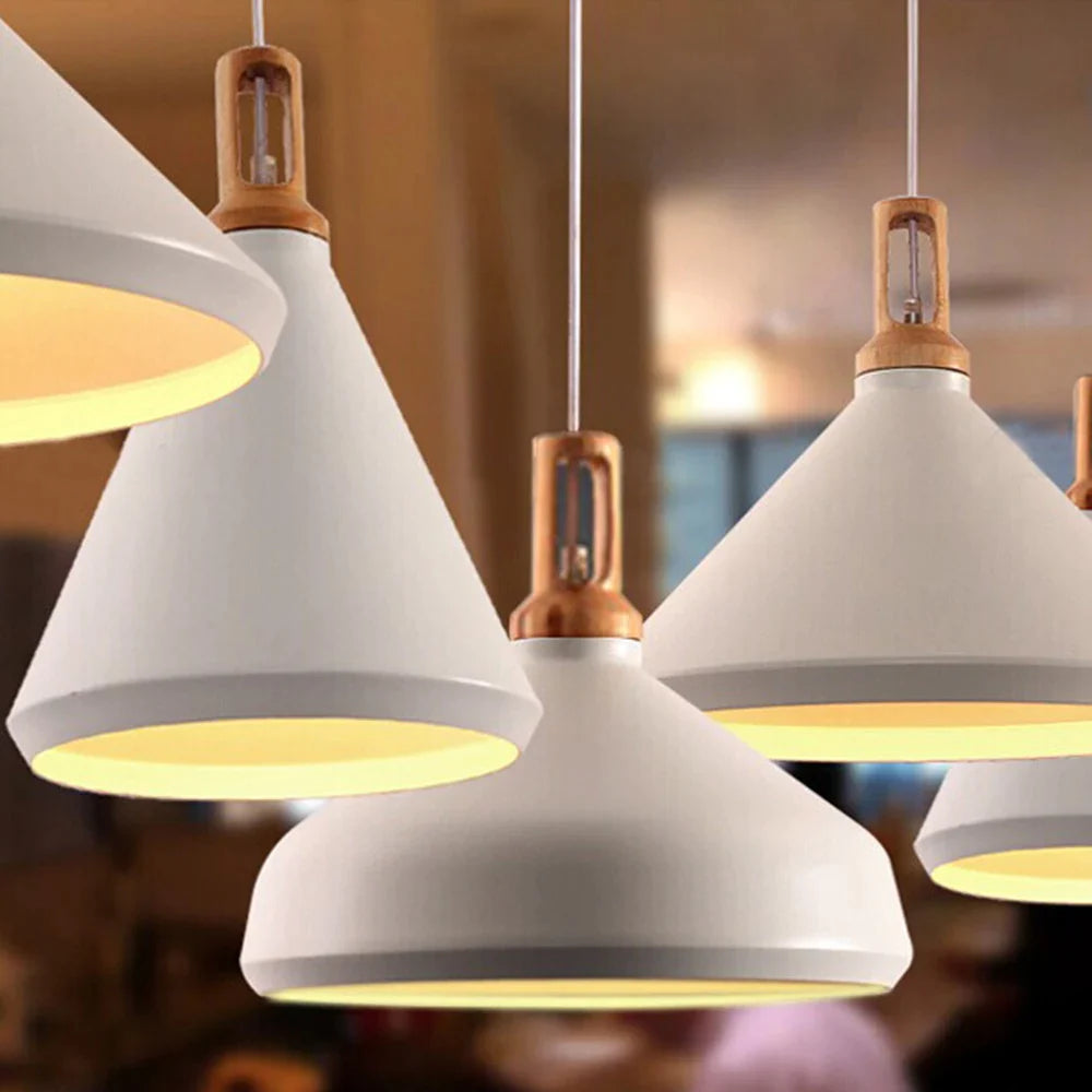 Contact - E27 LED bulb modern colorful wooden suspended light